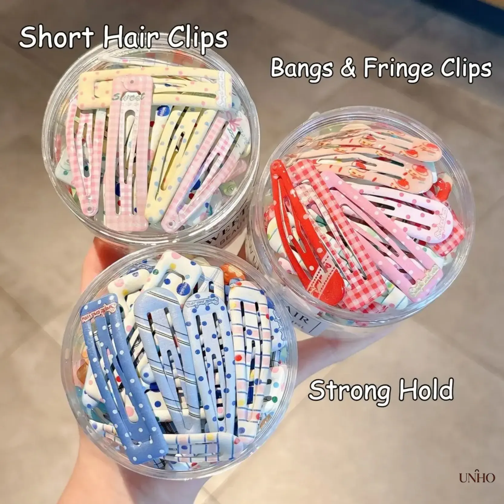 4-Piece Cute Pastel Print BB Hair Clips Set, Glossy Barrettes With Checkerboard, Polka Dot & Heart Patterns In Assorted Soft Colors, Non-Slip Mini Hair Accessories For Girls Daily Campus Styling Casual Outfits Back-To-School And Sweet s Hai