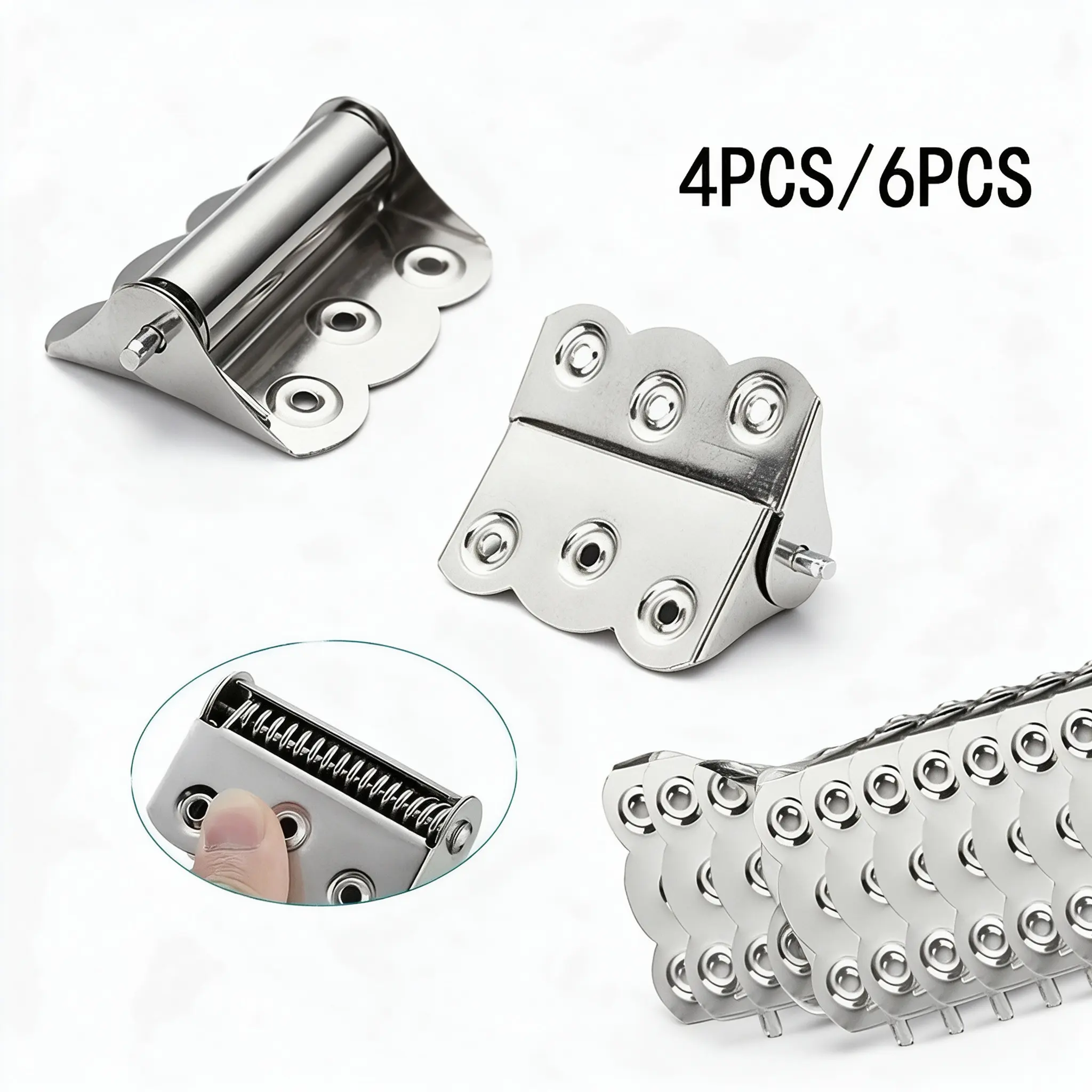 4/6Pcs Spring Loaded Hinges, Stainless Steel Self Closing Screen Door Hinges, 2.4 x 3 Inch Heavy Duty Hinges for Interior, Exterior & Commercial Doors