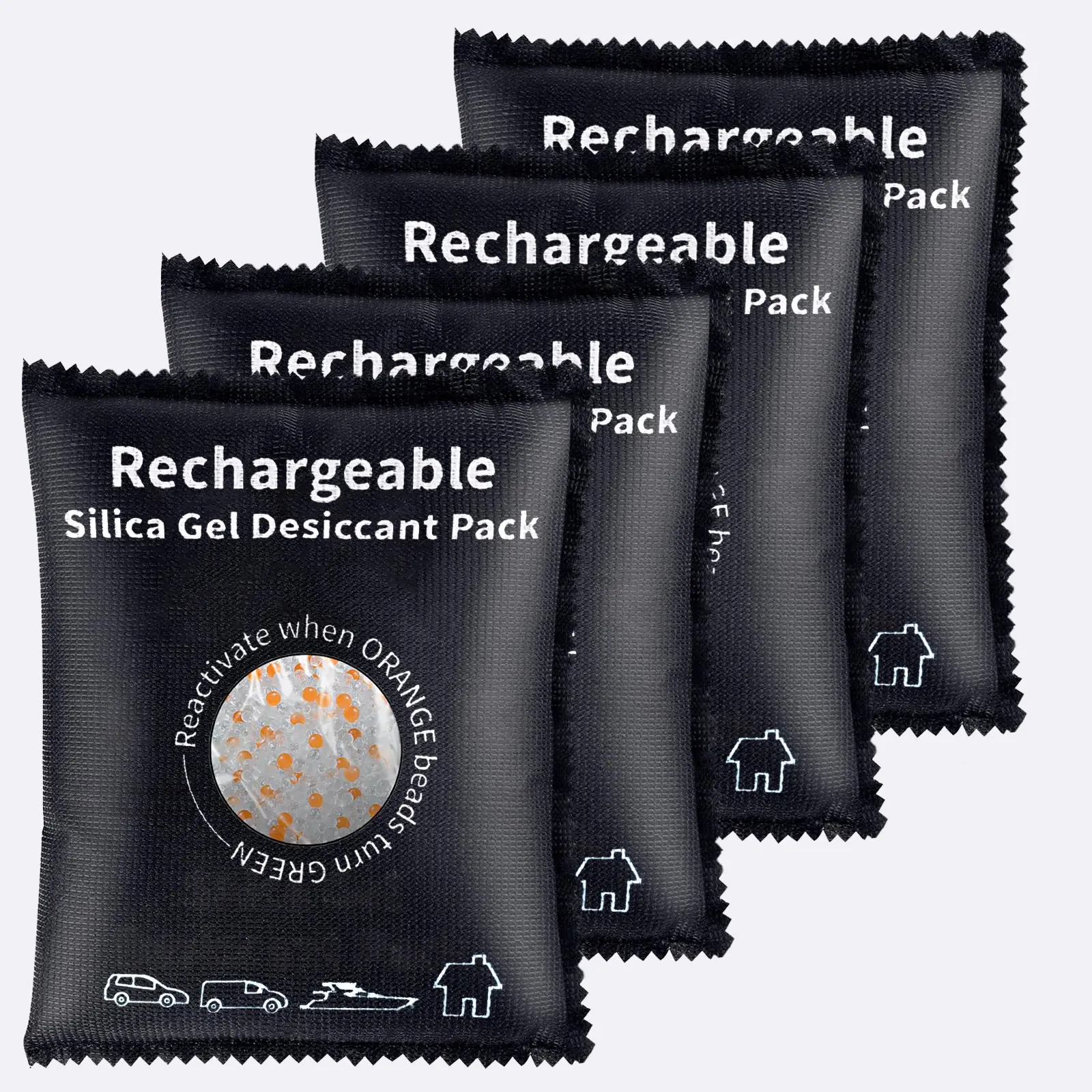 Rechargeable Silica Gel Desiccant Bags 100g, Color Indicator, Reusable Microwave Regenerable, 2 & 4 Pack, Auto Moisture Remover, Holiday Gift