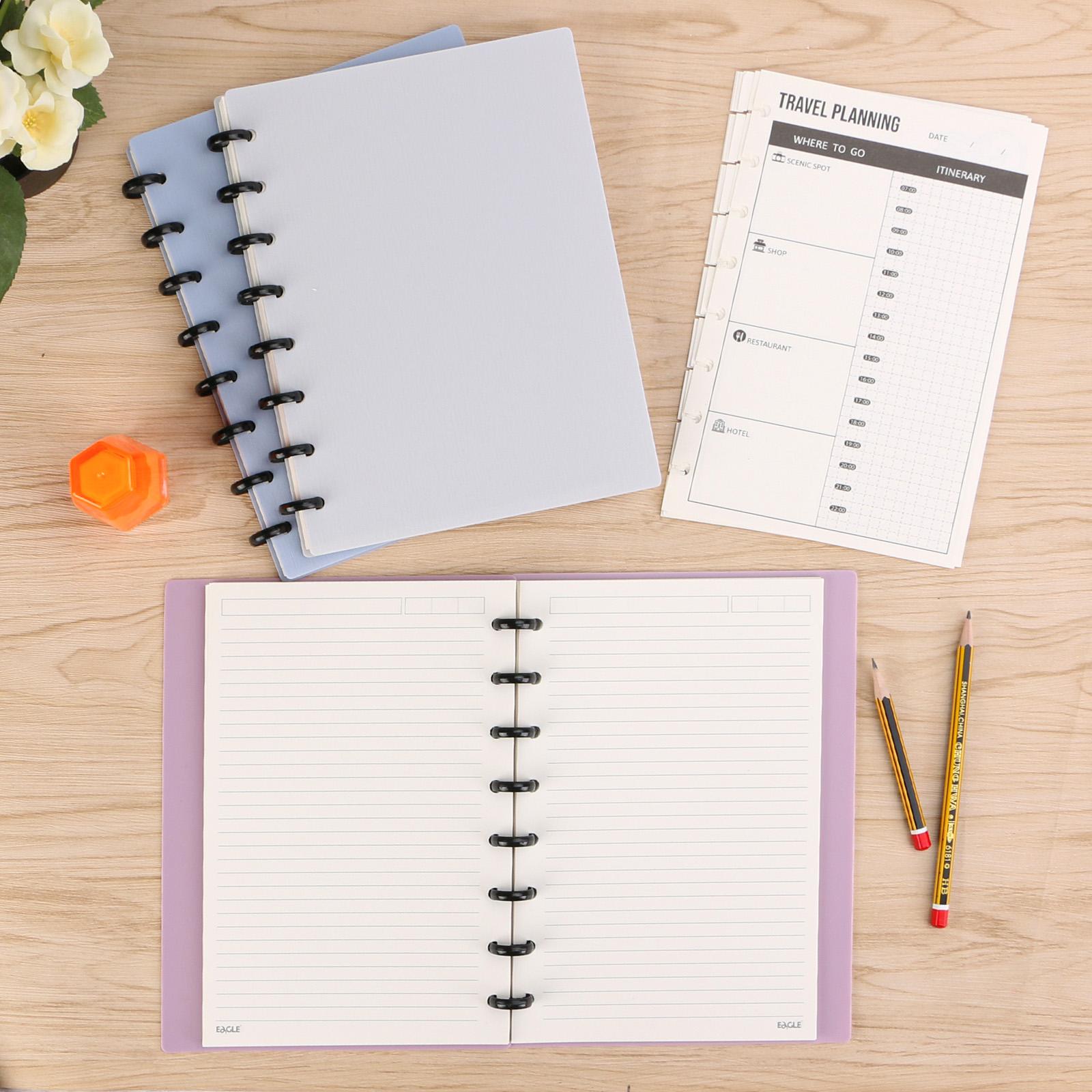 Discbound Notebook, Refillable Notebook, Durable Poly Material Cover, 60 Sheets Lined Pages, A5 Sizes - for Notes and Plans | Ideal Notebook for Students and Office Workers