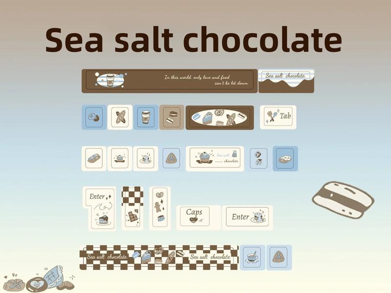 130 Keys PBT Keycaps Sea Salt Chocolate Theme Cute Keycaps Cherry Profile Dye Sublimation Custom Key Caps Set for Cherry Gateron MX Switches Mechanical Keyboards
