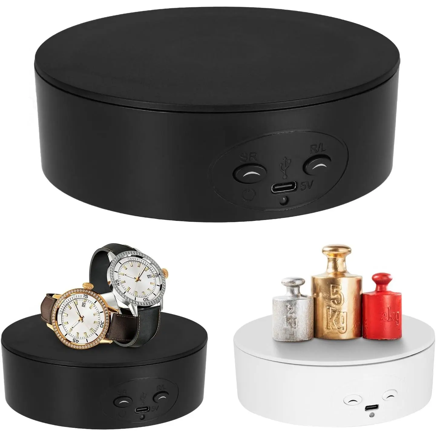 Motorized Rotating Display Stand, 5in/11lbs Load, 360° Rotating Platform for  Watch  Models Cake, Electric Spinning Display Stand for Live Show, Products Video shoot