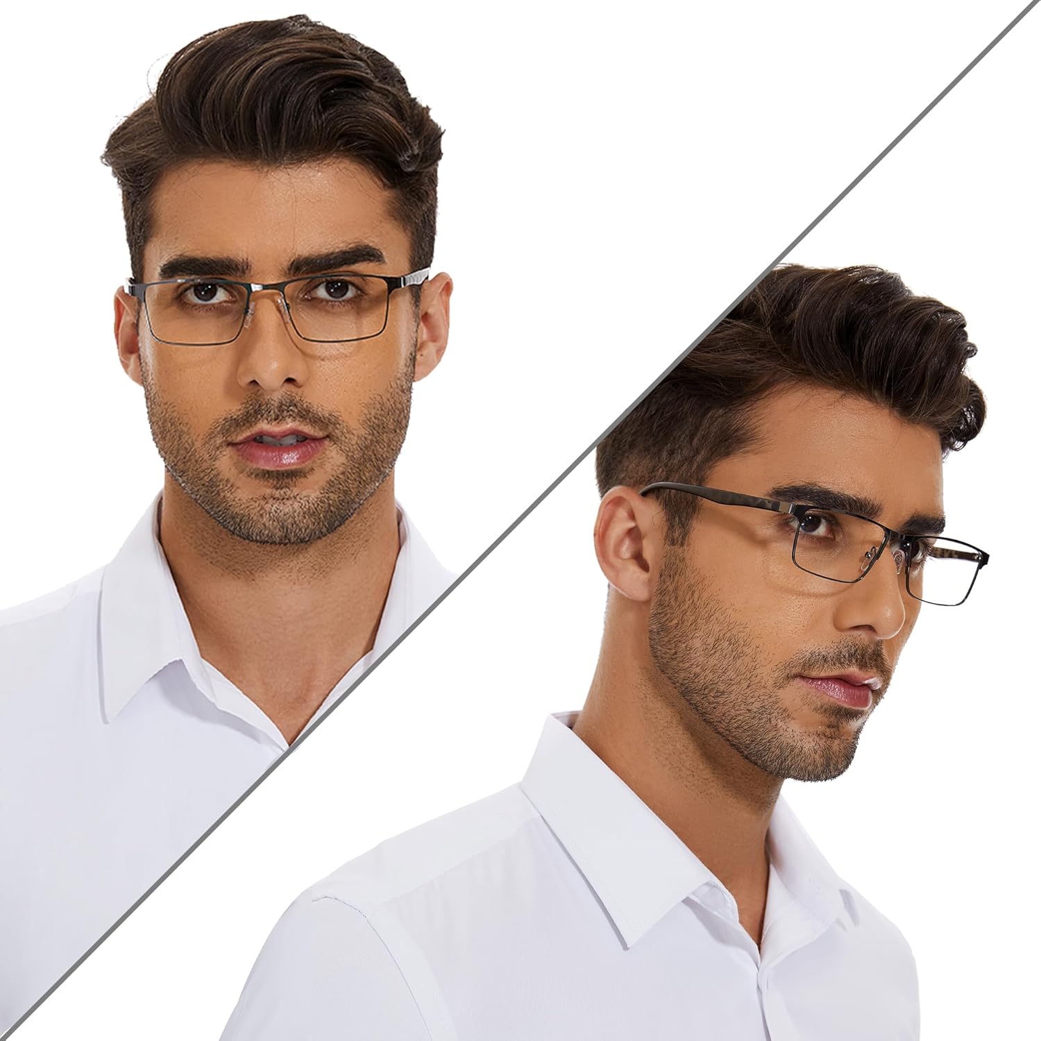 3 Pack Reading Glasses for Men, Lightweight Blue Light Blocking Metal Frame Mens Readers
