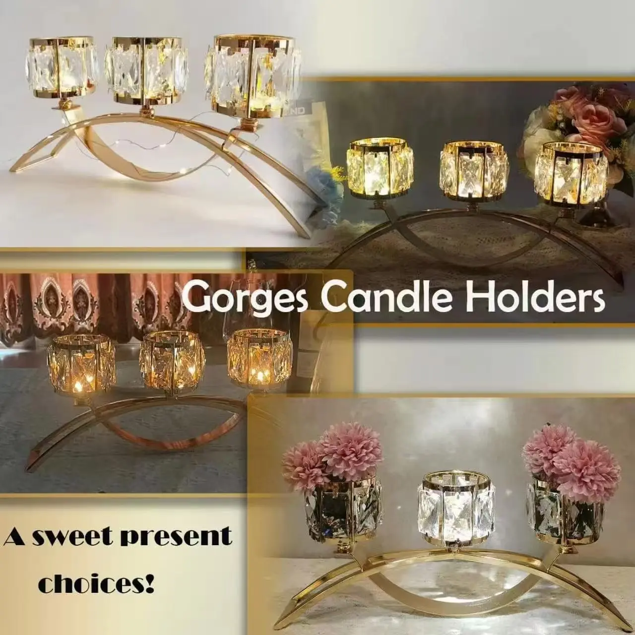 Elegant 3-Head Crystal & Iron Candle Holder, Luxurious Table Centerpiece for Home Decoration & Wedding Decor, Stunning Design for Any Occasion, Candle Holder Centerpieces, Crystal Candle Holders #GLOBAL PICKS