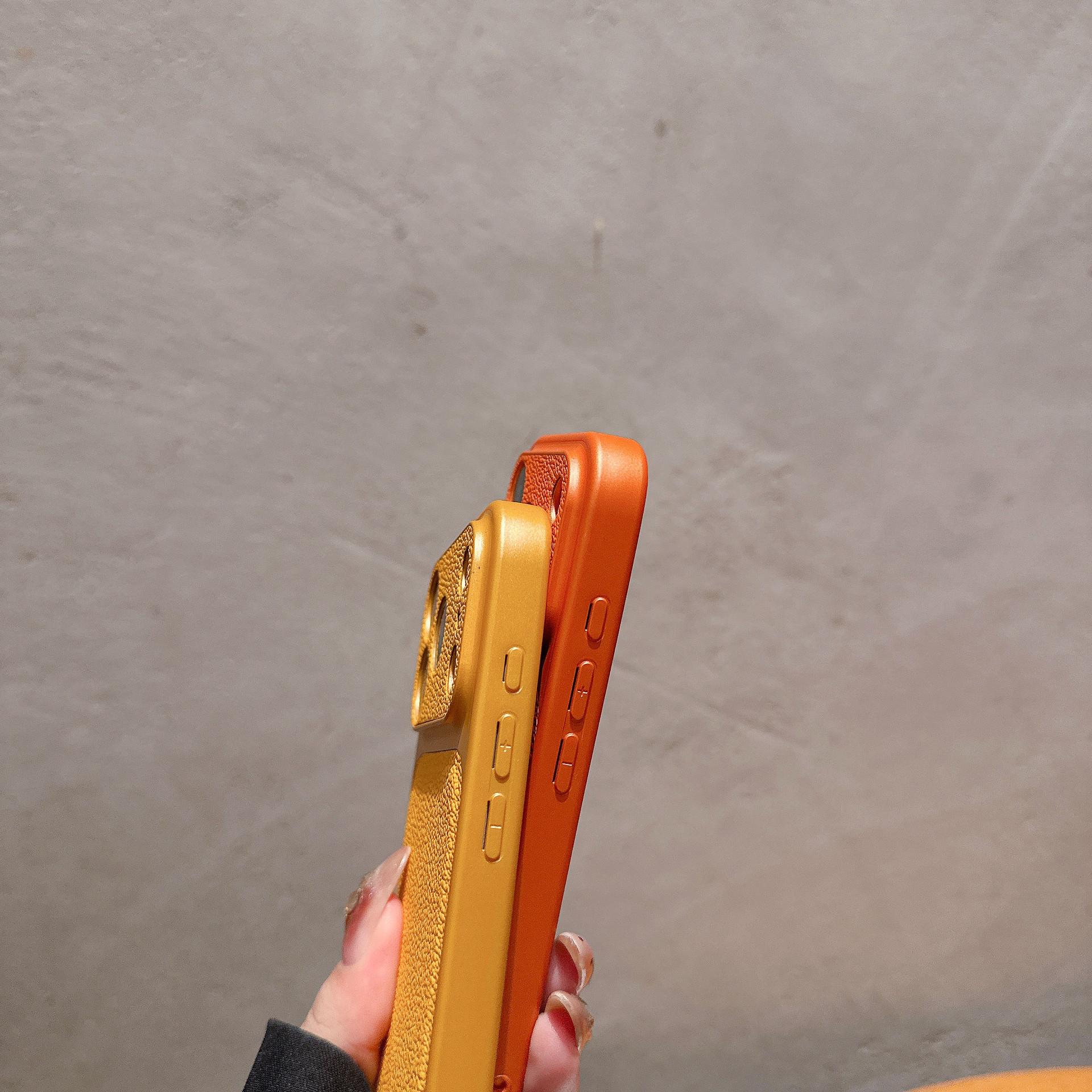 2026 Full Coverage Large Window iPhone 17 Pro Max Lychee Texture Case Compatible with Apple 16/15 /14/13