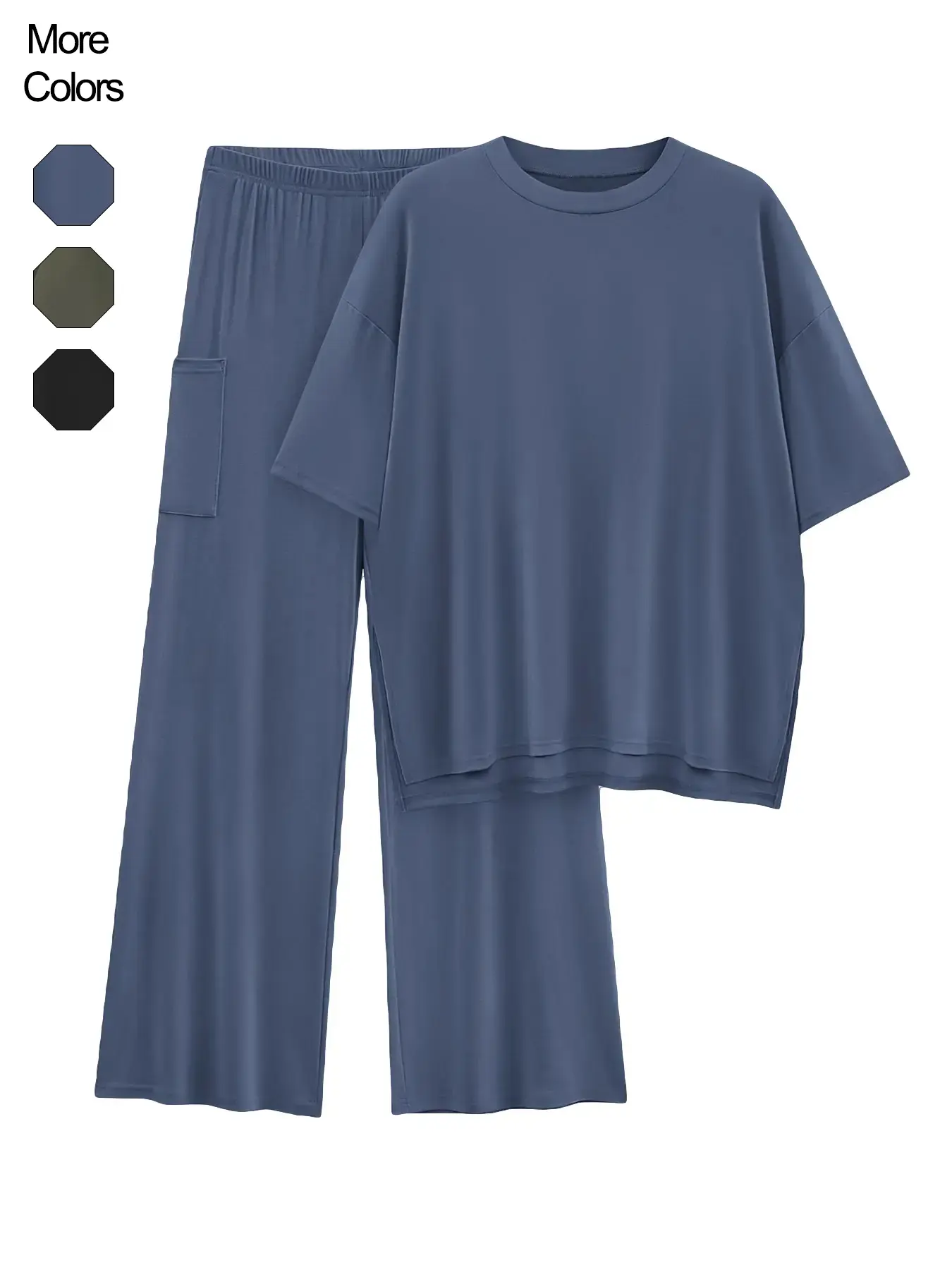 Women's Solid Loose Baggy Fit Drop Shoulder Tee & Elastic Waist Pants Two-piece Set, Casual Basic Fashion Cozy Half Sleeve Top & Trousers for Daily Outdoor Wear, Ladies Clothes for All Seasons