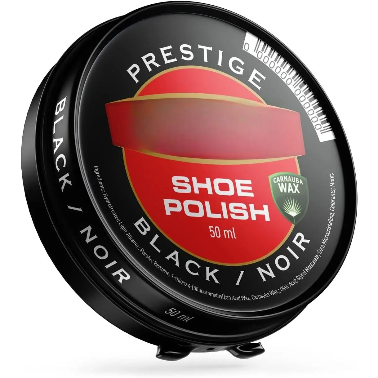 Prestige Shoe Polish BLACK High Gloss with Carnauba Wax 1.125 OZ | Shine and Protect for Leather Shoes, Boots, Bags | Metal Tin | 50ml