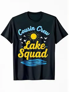 7.5oz Kids Lake Team T-Shirt, Lake Scene Print, Boys & Girls Short Sleeve, Casual All Season Wear, Ideal Gift for Swimming & Outdoor Activities