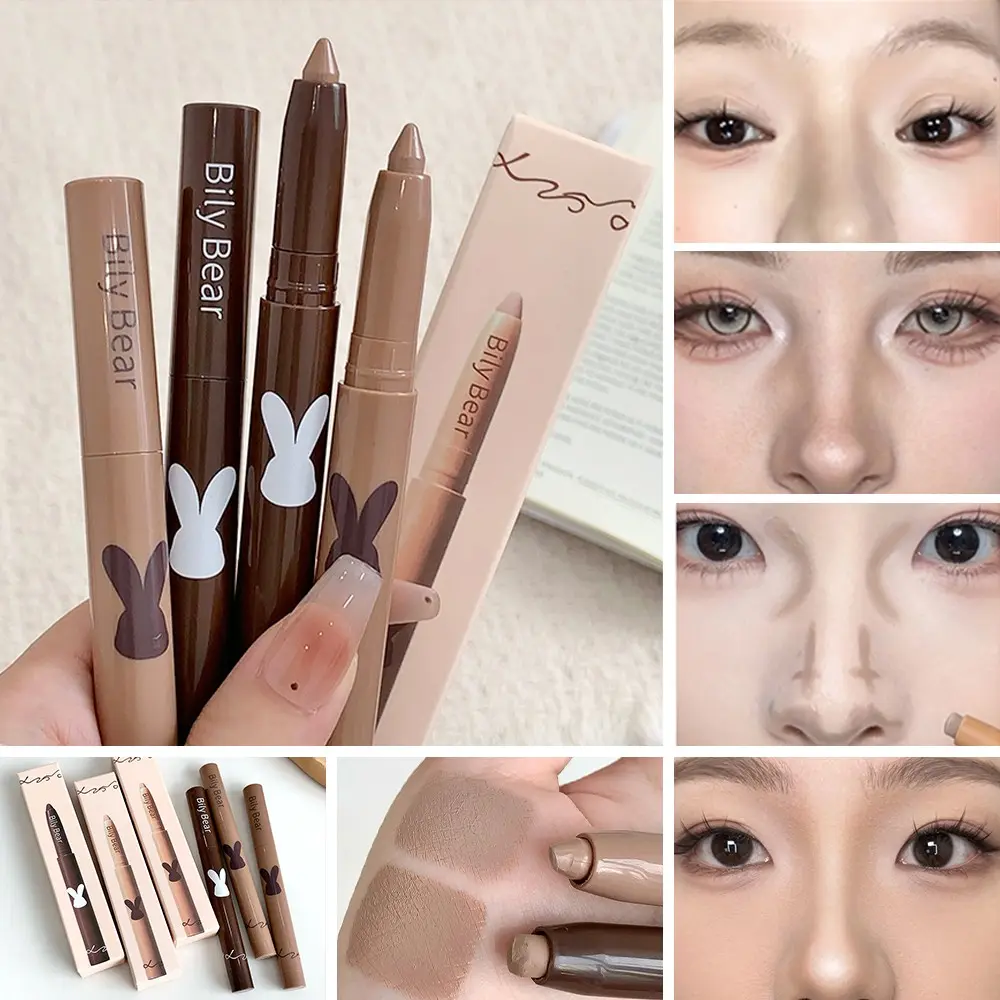 3D Highlighter and Contour Brush, Waterproof Sweat-Resistant Face Highlighter, Natural Long-Lasting Makeup, Daily Use and Photo Shooting, Highlighter Balm
