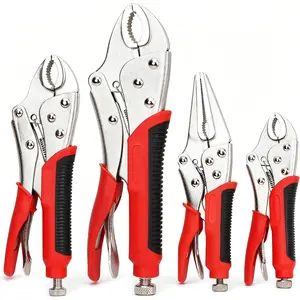 A Man's Tools FASTPRO 4-Piece Locking Pliers Set with Heavy Duty Grip, 5", 7" and 10" Curved Jaw, 6-1/2" Long Nose Locking Pliers Included, Vise Grip Wrench Set