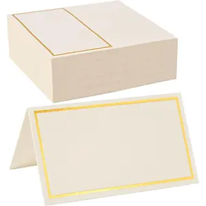 50 Pack Place Cards for Table Setting with Gold Foil Border Table Tent Cards for Seating Perfect for Weddings, Dinner Parties, Banquets 2" x 3.5"
