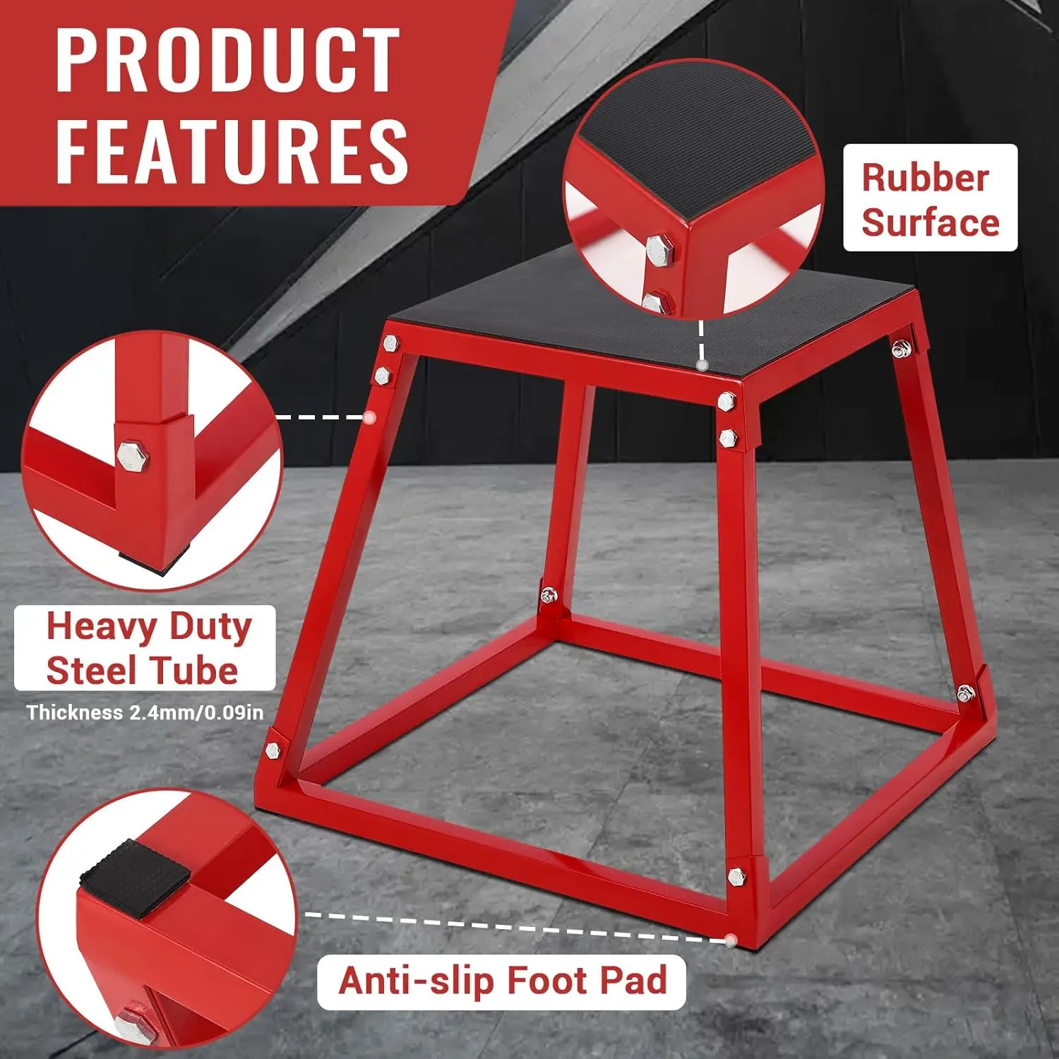 Garvee Heavy Duty Steel Plyometric Jump Box Set – Step Up Platforms for Home Gym – Anti-Slip Rubber Pad – 550 lbs Capacity – Conditioning, Strength & Vertical Jump Training – 12/18/24/30 in