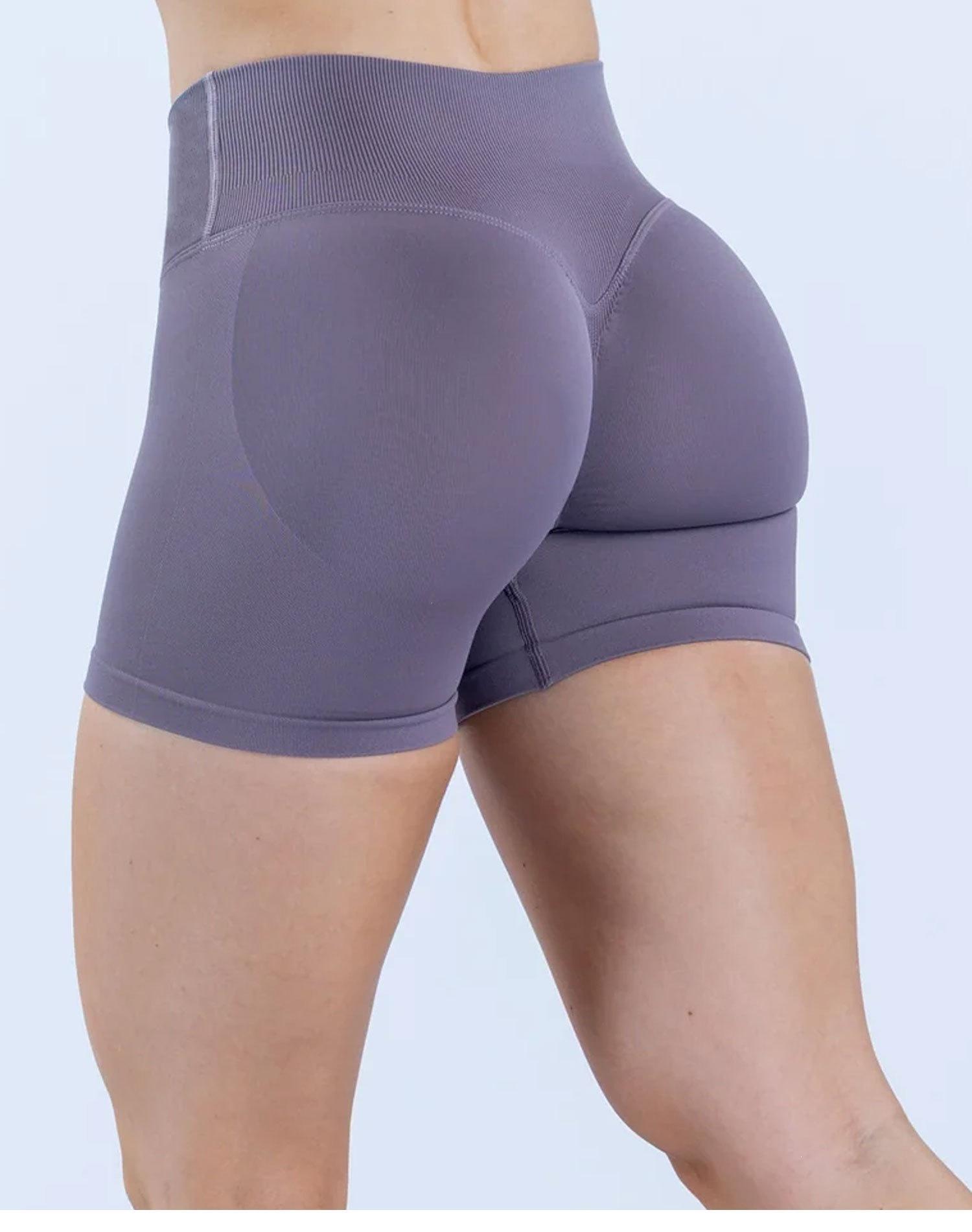 DFYNE Front Cross-Waist Lifting Yoga Shorts, Seamless Knitted Peach Butt Fitness Pants