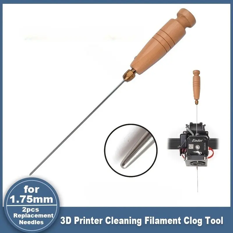 3D Printer Cleaning Tool for Filament Clogs, 1.6mm Diameter, 160mm Length, Maintenance Kit for Extruder, Hot End, Cooling Fan, Nozzle