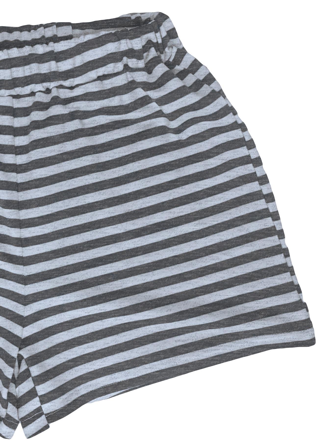 Women's Striped Print Long Sleeve Tee & High Waist Shorts Two-piece Set, Casual Round Neck Top & Shorts for Spring & Fall, Women's Clothes for Daily Wear