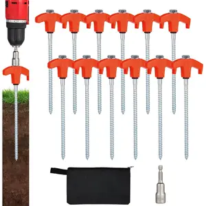 Screw in Tent Stakes Heavy Duty,Ground Anchors Screw in,Metal Stakes with Hex Head Driver,Camping Tent Accessories.