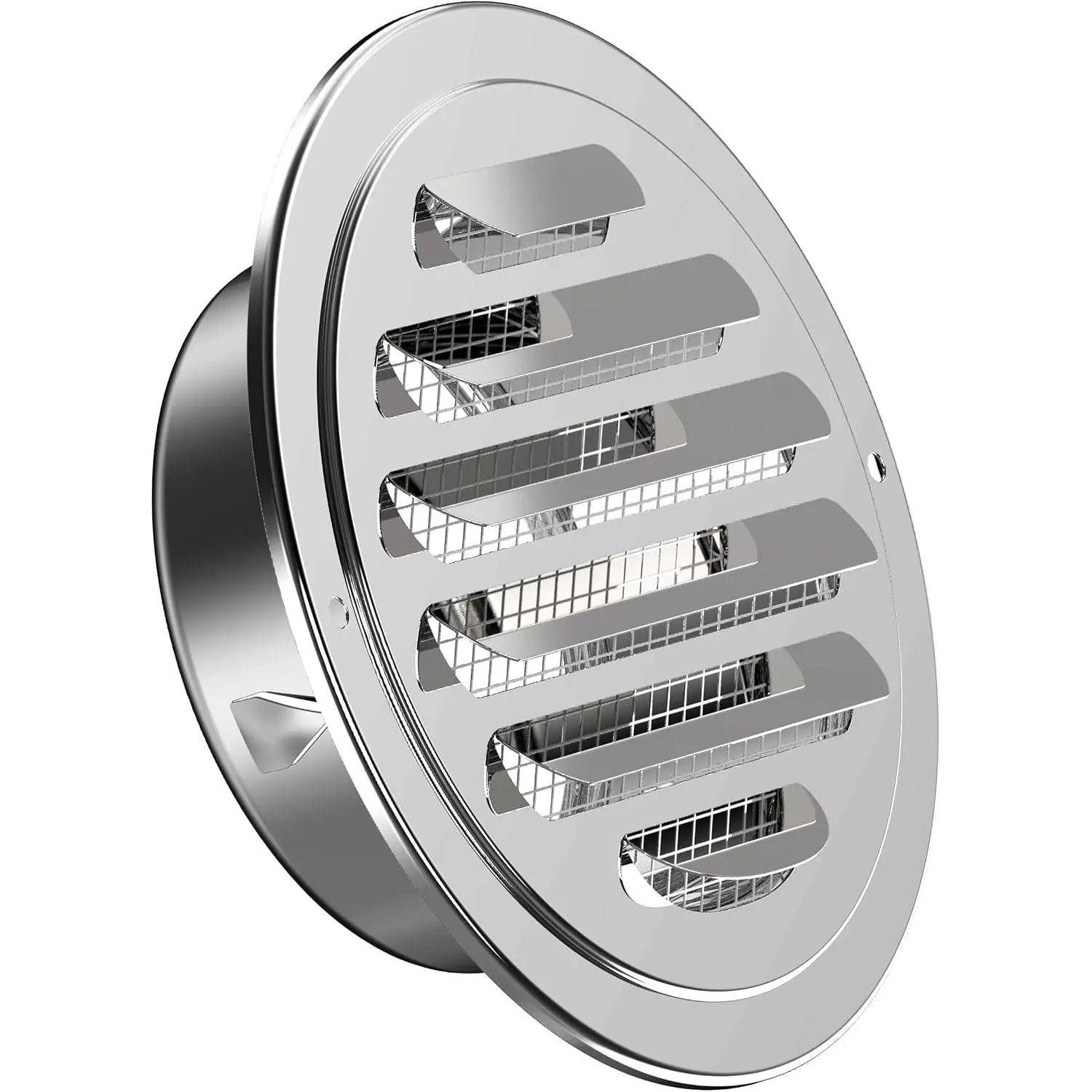 Stainless Steel Soffit Vents 4 Inch,  Round Vent Cover with Screen Mesh, Louver Air Vent  for Wall, Ceiling Mount, Bathroom, Garage, Attic Ventilation,