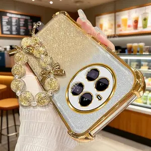 Realme12pro Star Lanyard Chain Plating Glitter Shockproof Silicone Case For Oppo Realme 12 13 11 Pro Plus 12pro Soft Back Cover