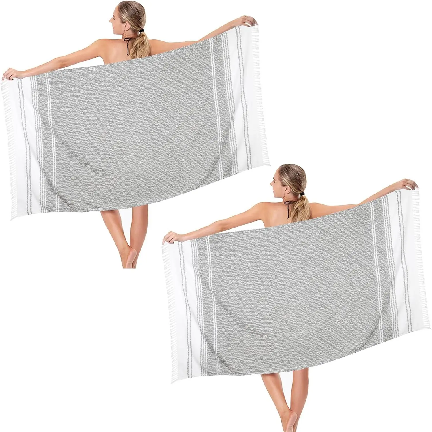 2 Pack Beach Towels Oversized 39x72 Sand Free Turkish Beach Towel Quick Dry Lightweight Microfiber Pool Towels for Adults Travel Swimming Beach Essentials
