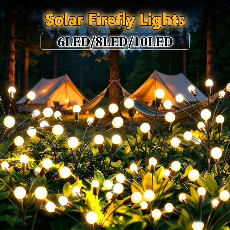 Solar Powered Firefly String Lights, 8 Lighting Modes Solar LED Lights Courtyard Firefly Light, Suitable for Decorating Gardens/balconies/parties, Weddings/Valentine's Day/Thanksgiving/Christmas.