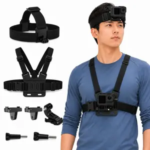 2-in-1 Head & Chest Mount for DJI Action Camera – Adjustable Magnetic Quick-Release Strap for Sports, Vlogging, Outdoor Recording, Camera Accessories