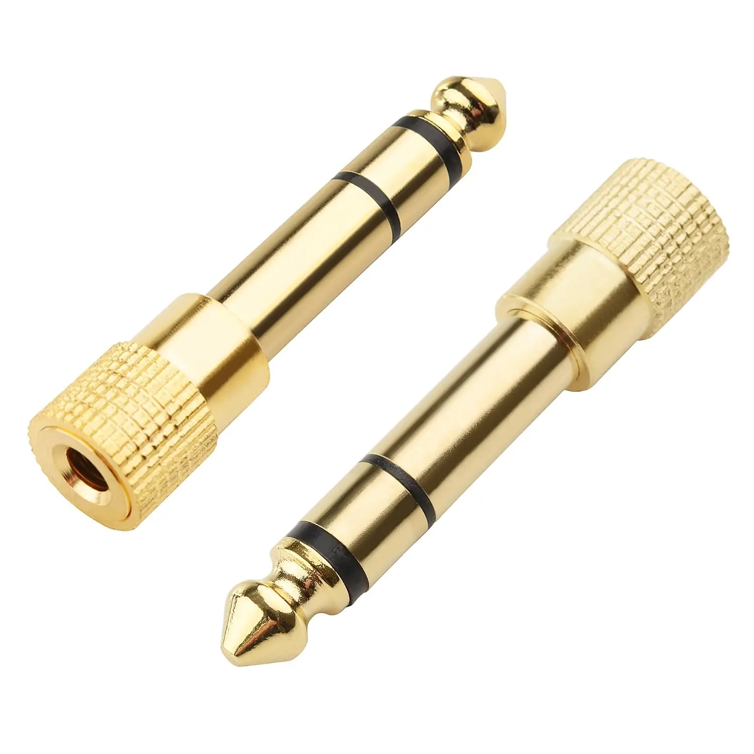 2-Pack 1/4 to 1/8 Headphone Adapter, 6.35mm to 3.5mm | Male to Female,  Plated, 3.5mm to 1/4 Converter