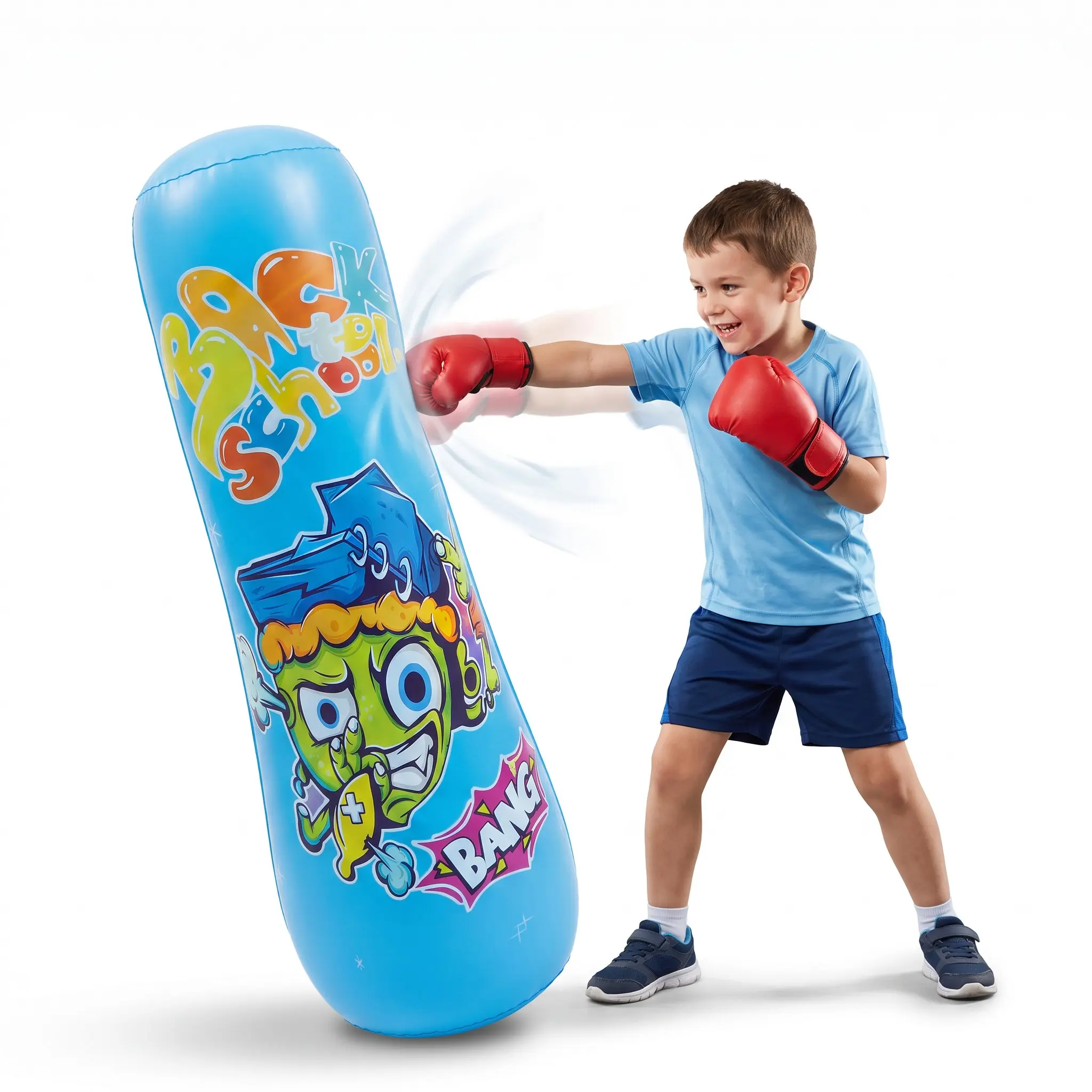 Inflatable Boxing Post for Teens, Stress Relief Punching Bag, Sports Training Equipment, Durable Design, Perfect for Home Use