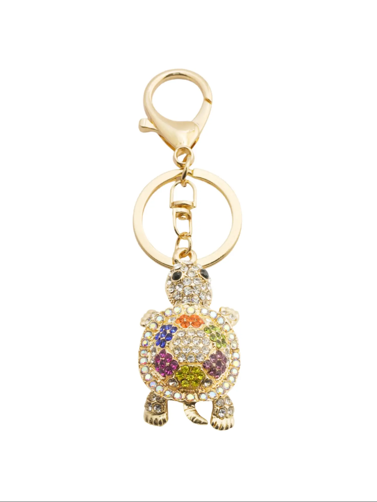 Diamond-Embedded Turtle Keychain, 3D Design Bag Charm, Unique Accessory for Keys and Bags, Stylish and Durable Decorative Item
