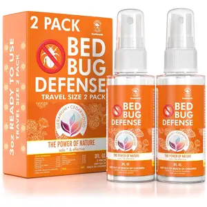 Non-Toxic Fast-Acting Bed Bug Killer Spray 2 Bottle Value Pack With Travel Size Kills Fleas and Mites