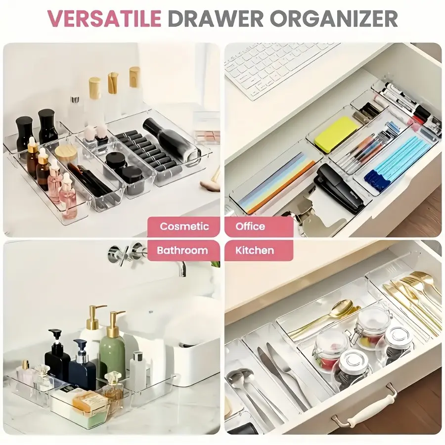 Acrylic Clear Desktop Drawer Organizer, Cosmetic Stationery Divider Storage, Organize Your Desk Efficiently, Durable Acrylic Material