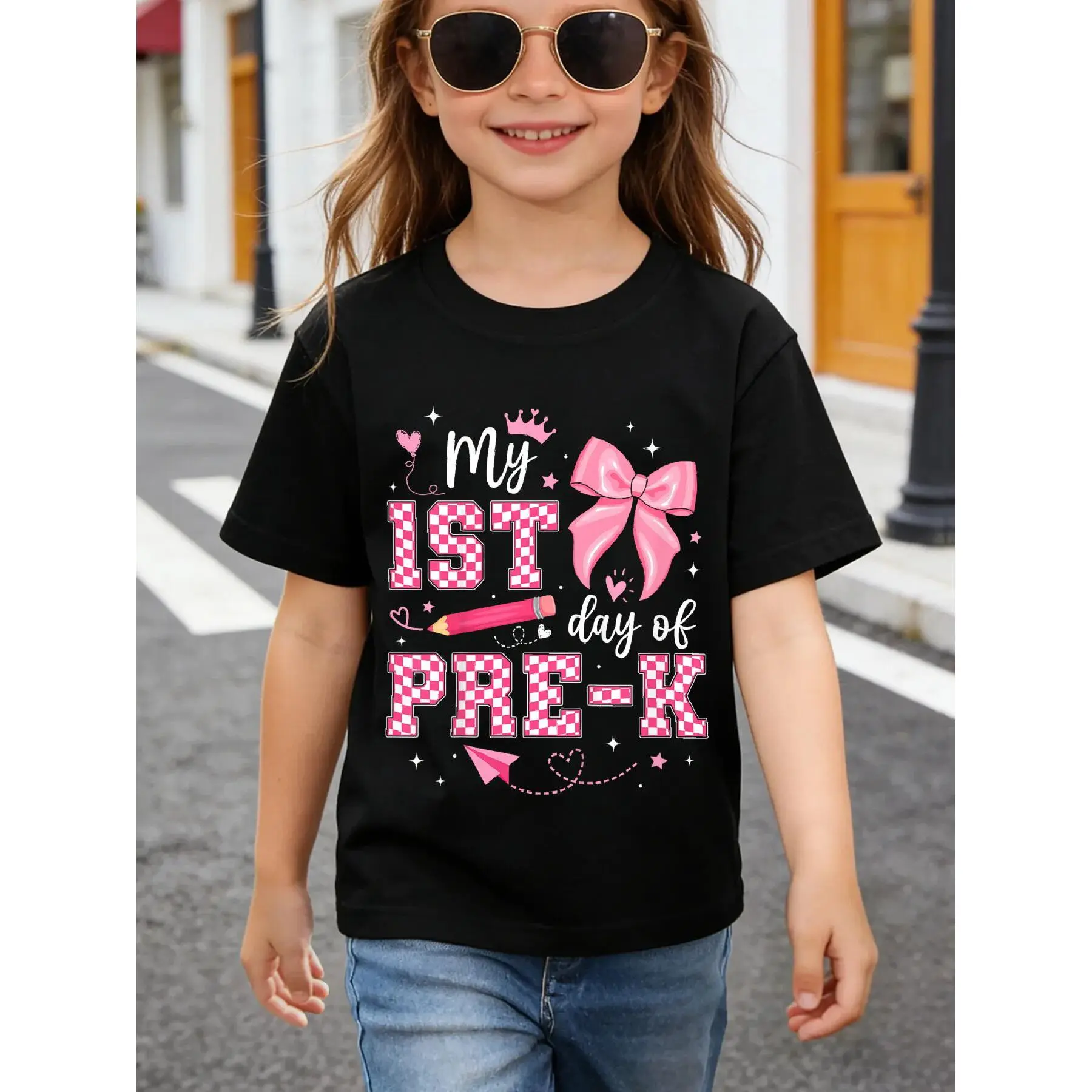 Soft Breathable My 1st Day of Pre-K PreK Pre K 2025 Back to School Girls T-Shirt for Kids | Boys & Girls Graphic Tee - Birthday Party Outfit or Everyday Play Clothes