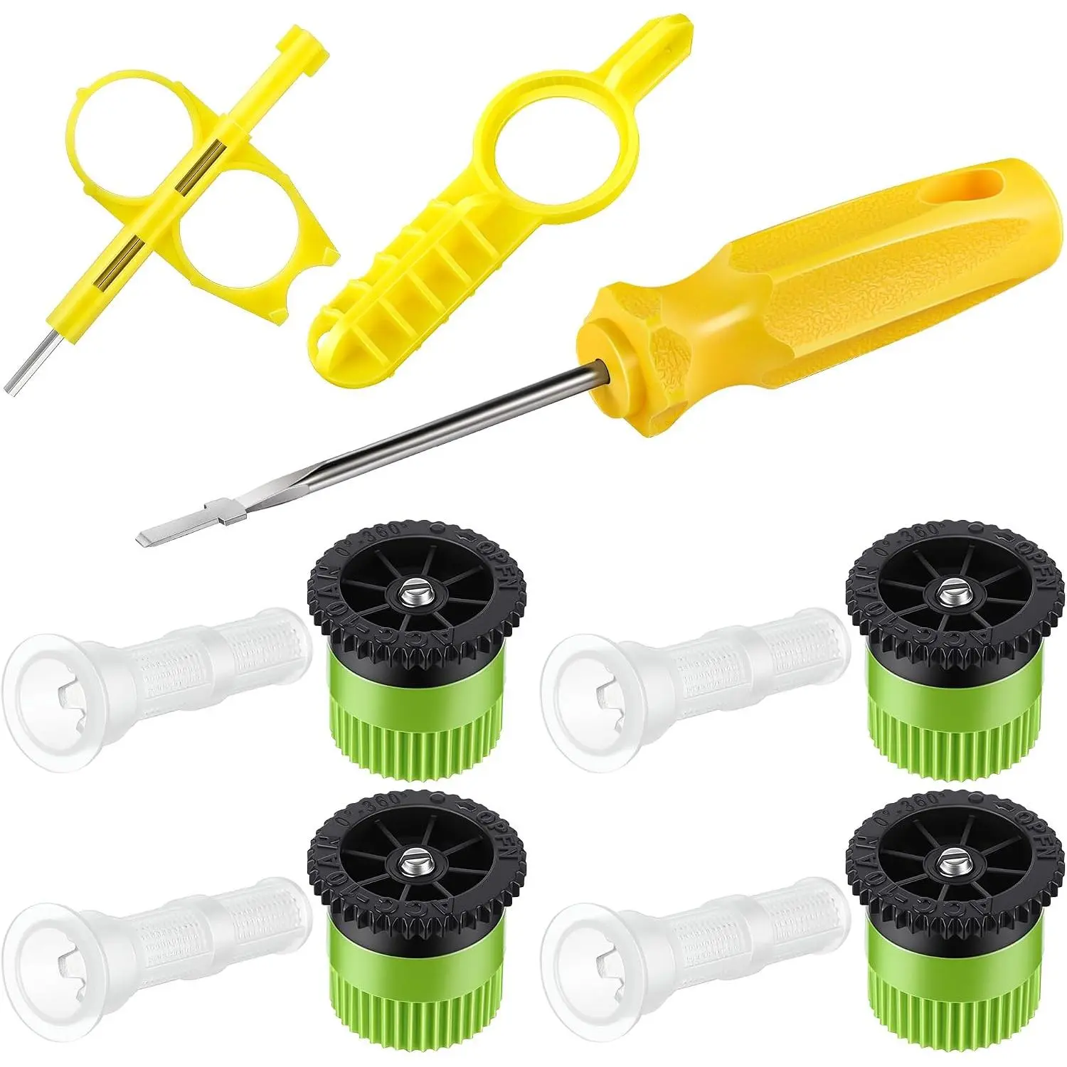 11 Pack 10A Adjustable Sprinkler Nozzle Kit Compatible with Rain Bird | 0°-360° , 8-10 ft  Distance, Filters Included, Lawn Irrigation Nozzle