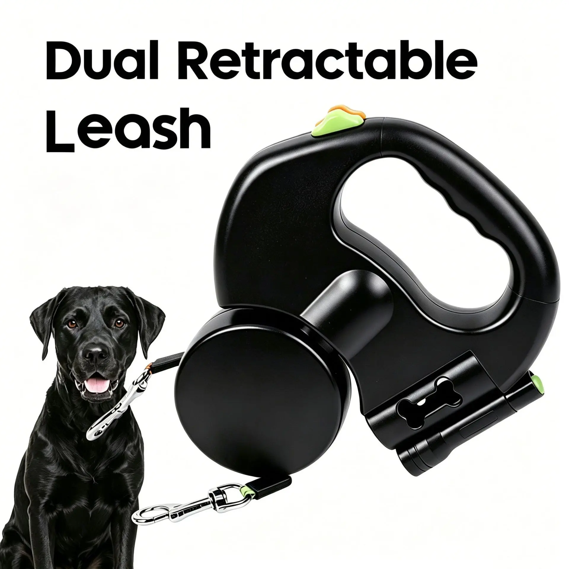 Dual-Head Retractable Dog Leash - Ergonomic Handheld Pet Leash with Reflective Nylon Rope, Anti-Tangle Structure, 1-Touch Locking System for Outdoor Walking, Safe Daily Pet Travel