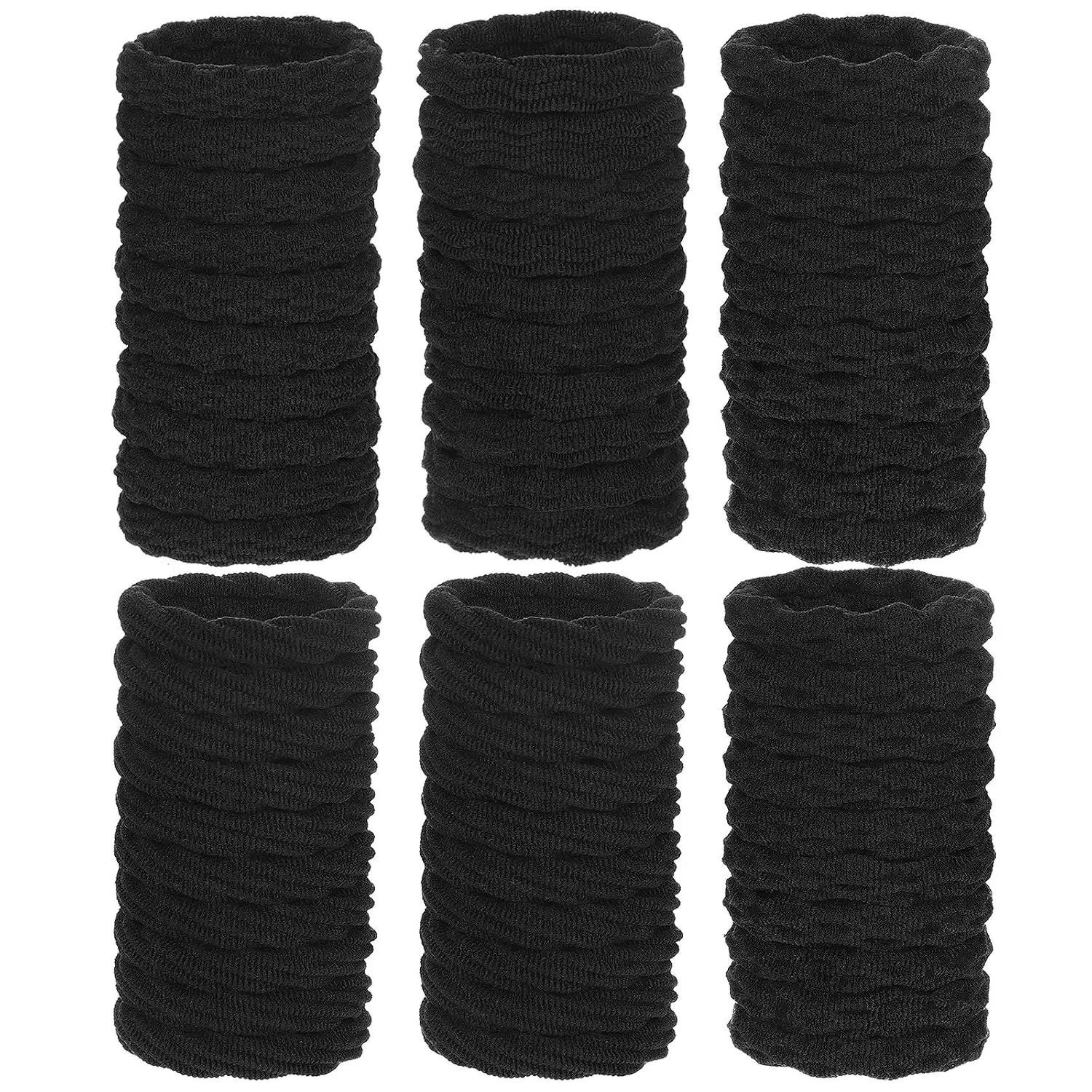 60 count Seamless Hair Ties for Women Girl, Style,Black | Ponytail Holder,  No Crease Hair Band for Women, Girl, Thick Heavy and Curly Hair, Lightweight Highly Elastic, 4 Styles