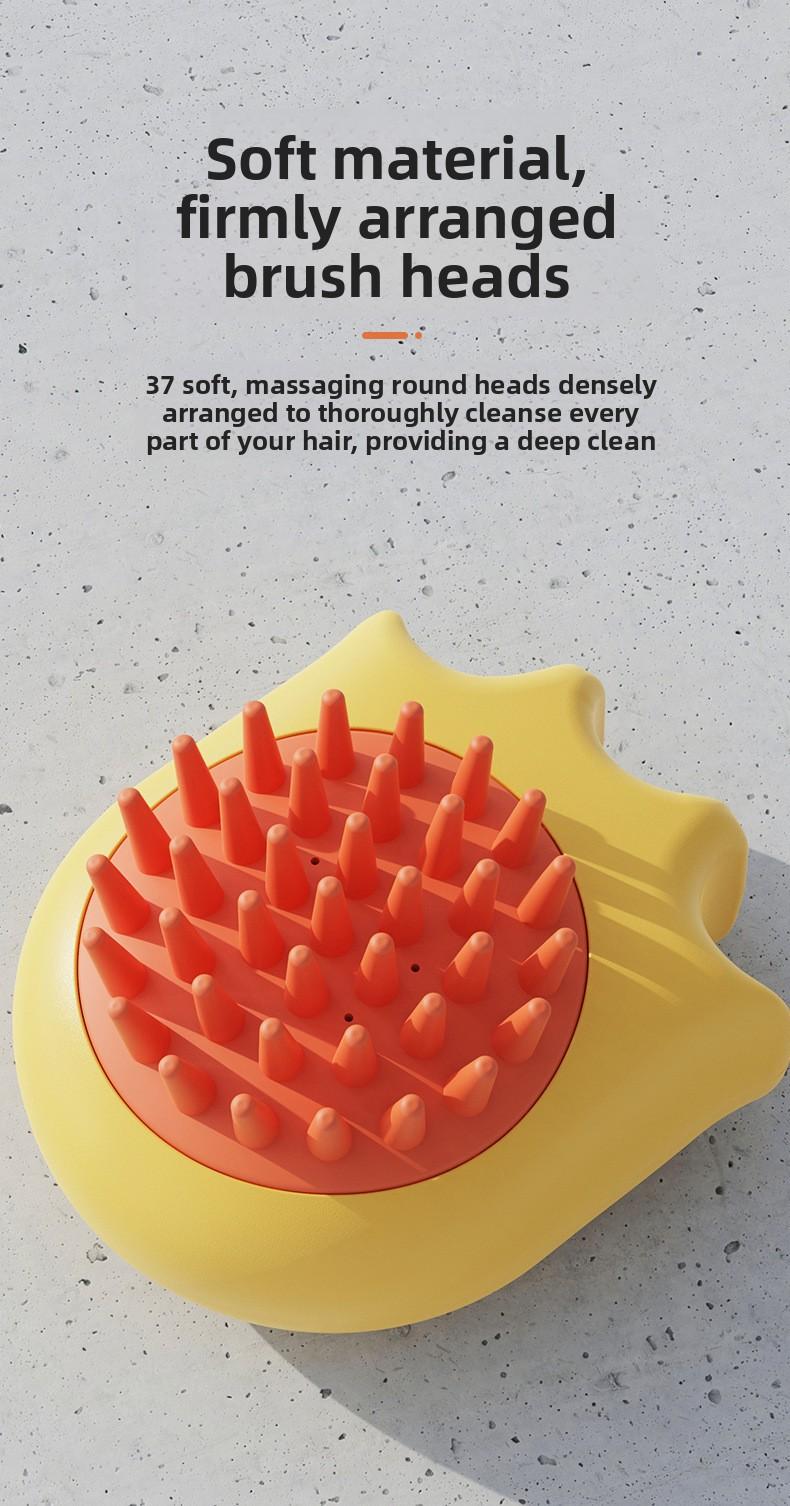 Pet Bath Brush, Dog Cat Grooming Brush with Shampoo Dispenser, Silicone Massage Brush for Shedding & Bathing, Soft Bristles for Dogs Cats Puppy Kitten