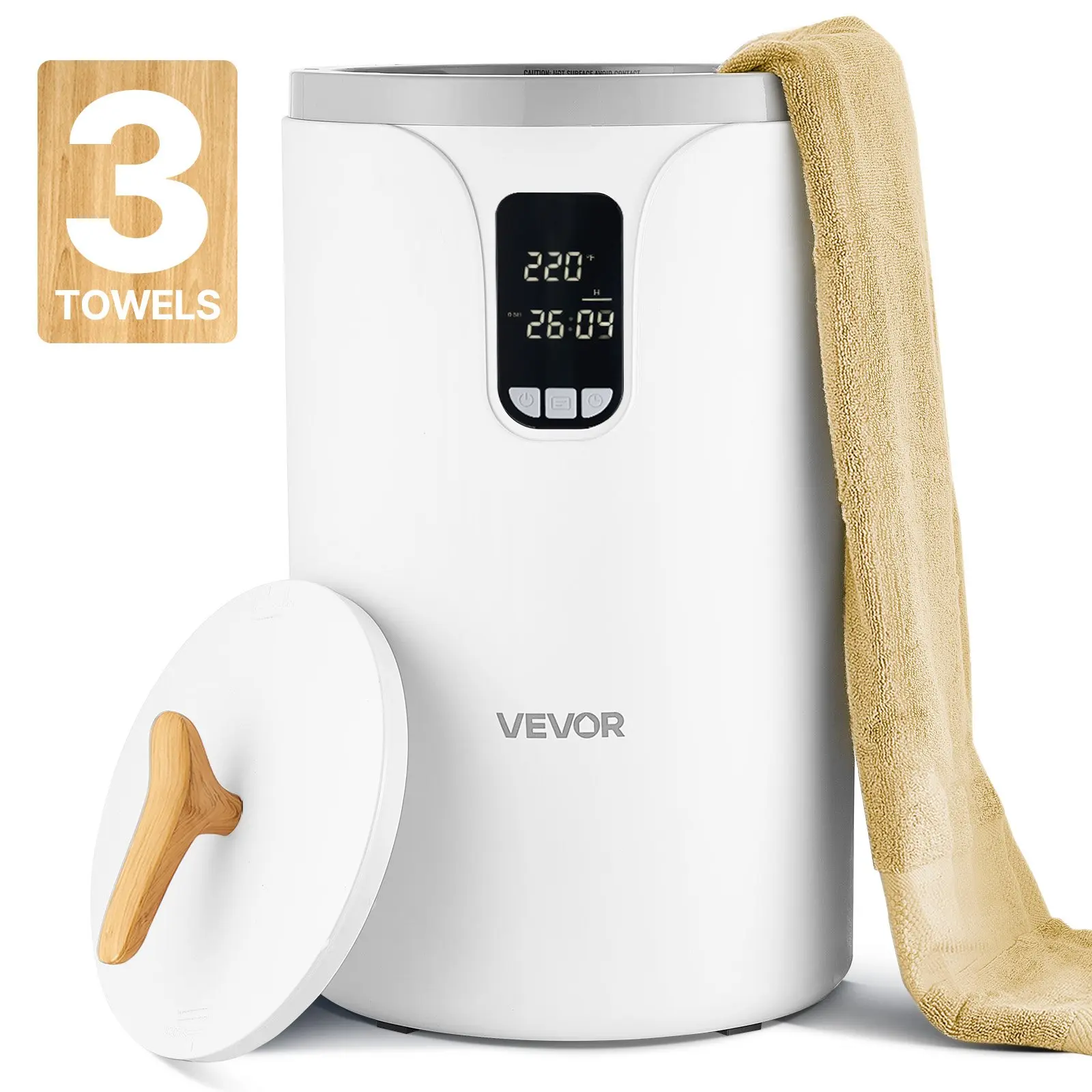 VEVOR Towel Warmers for Bathroom, Towel Warmer Bucket with 24H Delay Timer Child Lock Auto Shut Off for Spa Fits up to 3 Oversized Bath Towels, Blankets, Clothes, Bathrobes, PJ's and More