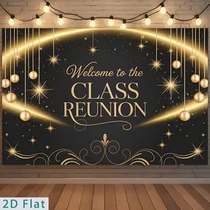 Class Reunion Backdrop Golden Arch Tapestry Wall Hanging, Reunion Photography Background, Premium Polyester Party Decor for Family Gathering, Club Event, Garden Celebration, Reception Display, Photo Booth Area