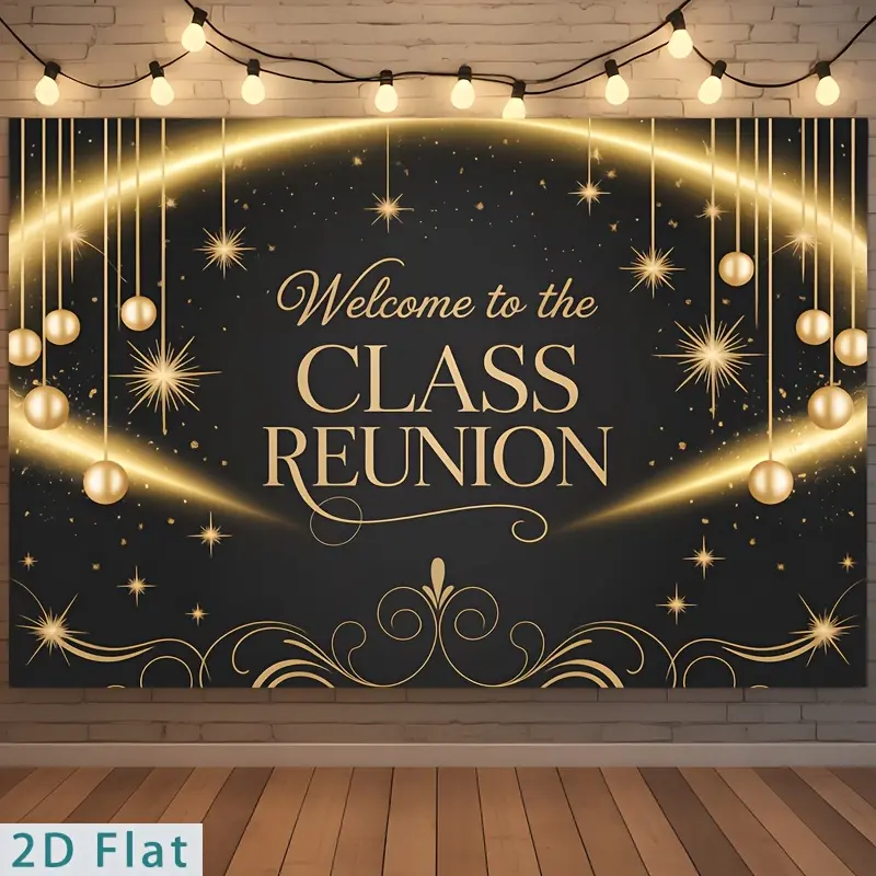 Class Reunion Backdrop Golden Arch Tapestry Wall Hanging, Reunion Photography Background, Premium Polyester Party Decor for Family Gathering, Club Event, Garden Celebration, Reception Display, Photo Booth Area
