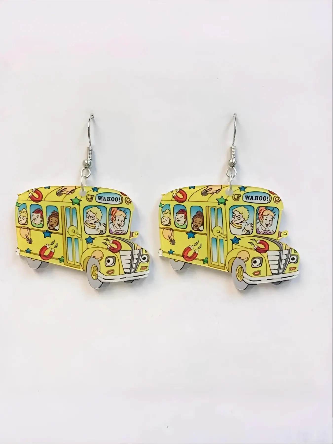 1 Pair Cute Creative Unique Funny School Bus & Opossum Acrylic Earrings, Casual Daily & Festival Wear, 2D Commuter Jewelry for Women