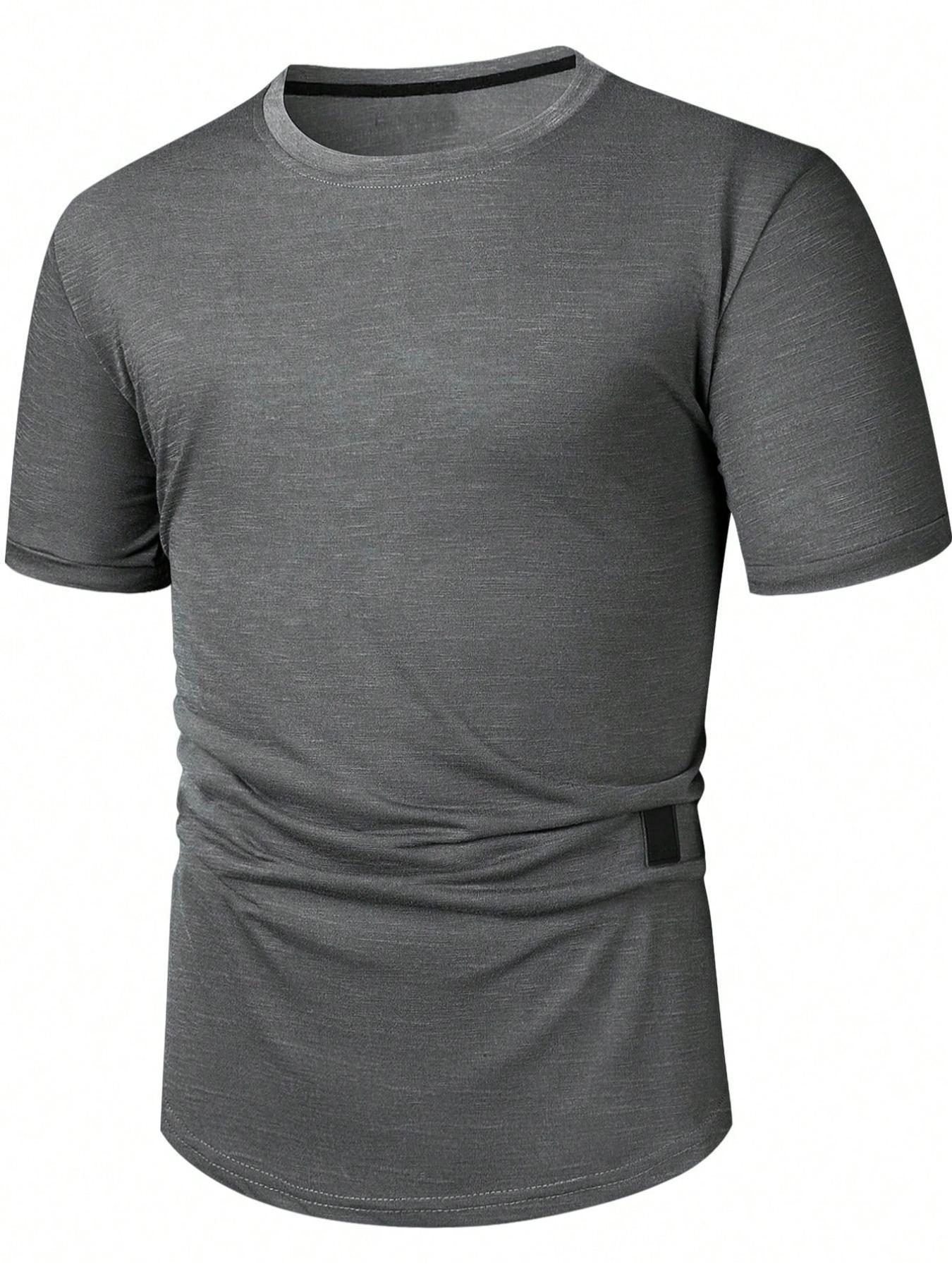 Men's Regular Fit Patched Round Neck Basic Jersey Tee, Casual Short Sleeve T-shirt for Summer, Menswear for Daily Wear