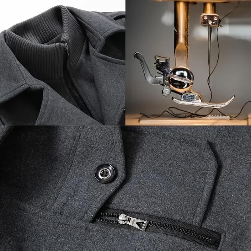 Men's business woolen coat fashion double neck medium and long woolen coat, autumn and winter