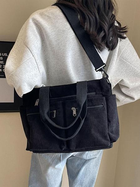 25 fall&winter Women's Casual Solid Color Zipper Crossbody Bag, Large Capacity Multi-pocket Design Adjustable Crossbody Shoulder Portable Shoulder Bag for Daily Used, Girl Fashionable Shopping Bag