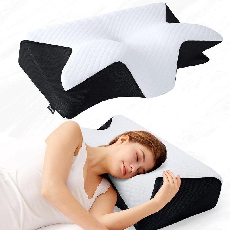 Orthopedic Memory Foam Neck Pillow, 1 Count Breathable Design Neck Pillow, Comfortable & Supportive Neck Pillow, Sleep Pillow for Side & Back Sleepers