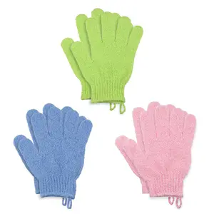 6 Pcs Exfoliating Gloves Set, Thickened Dual-Sided Texture Bath Mitts, Unisex Shower Towels with Hooks, Home Care Essentials