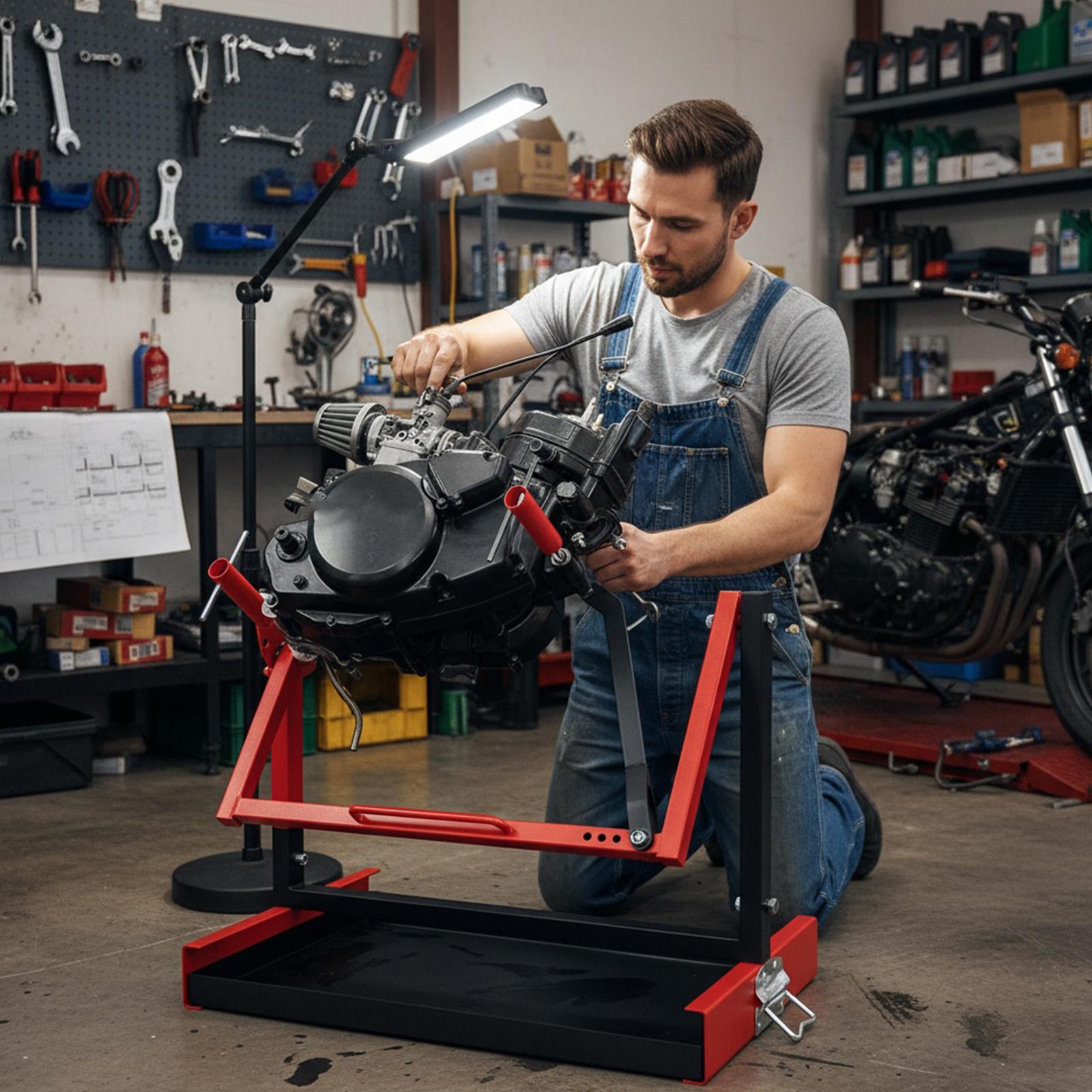 Motorcycle Engine Stand Easy Assembly Rotating Dirt Bike Engine Stand Adjustable for Vertical-Type Single Cylinder 2 Or 4-Stroke NEW