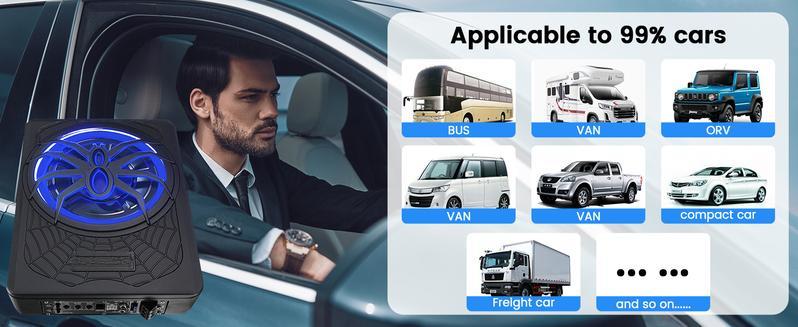 SUNDAY MIRTH 2025 Upgraded 10 Inch 1200W Slim Car Subwoofer with LED LightsAudio Sub Built in Amplifier Outstanding Heat Dissipation, Powerful Bass for Passion Dr1200W 10inch Slim Under Seat Powered Car Subwoofer