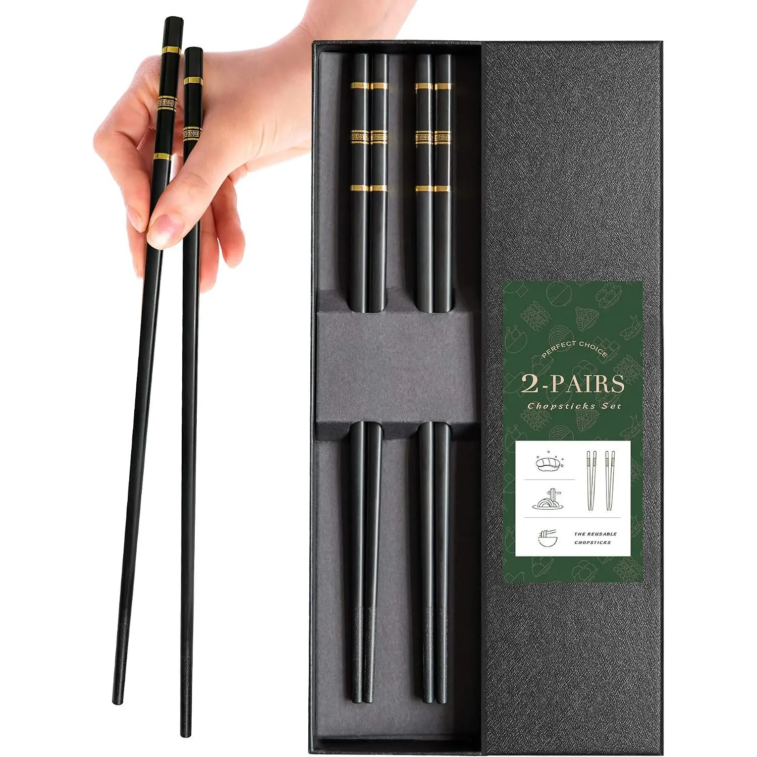 Glass Fiber Chopsticks- -style, Chinese-style and Korean-style Chopsticks, Dishwasher-safe, ï¼ˆ2 Pairs  Setï¼‰