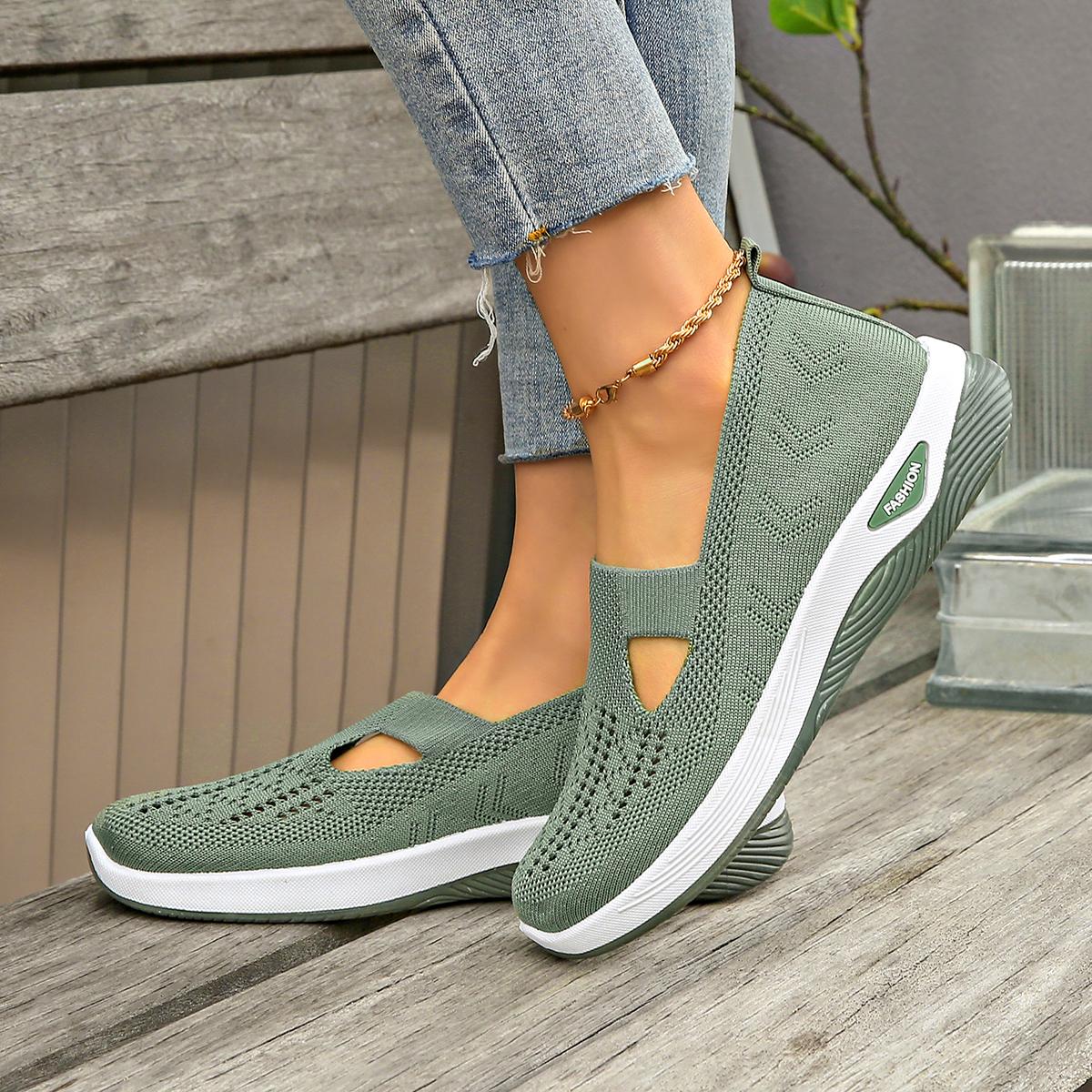 Women Breathable Knit Slip Ons Ultra Soft Sole Comfort Walking Shoes For All Day Wear Indoor And Outdoor