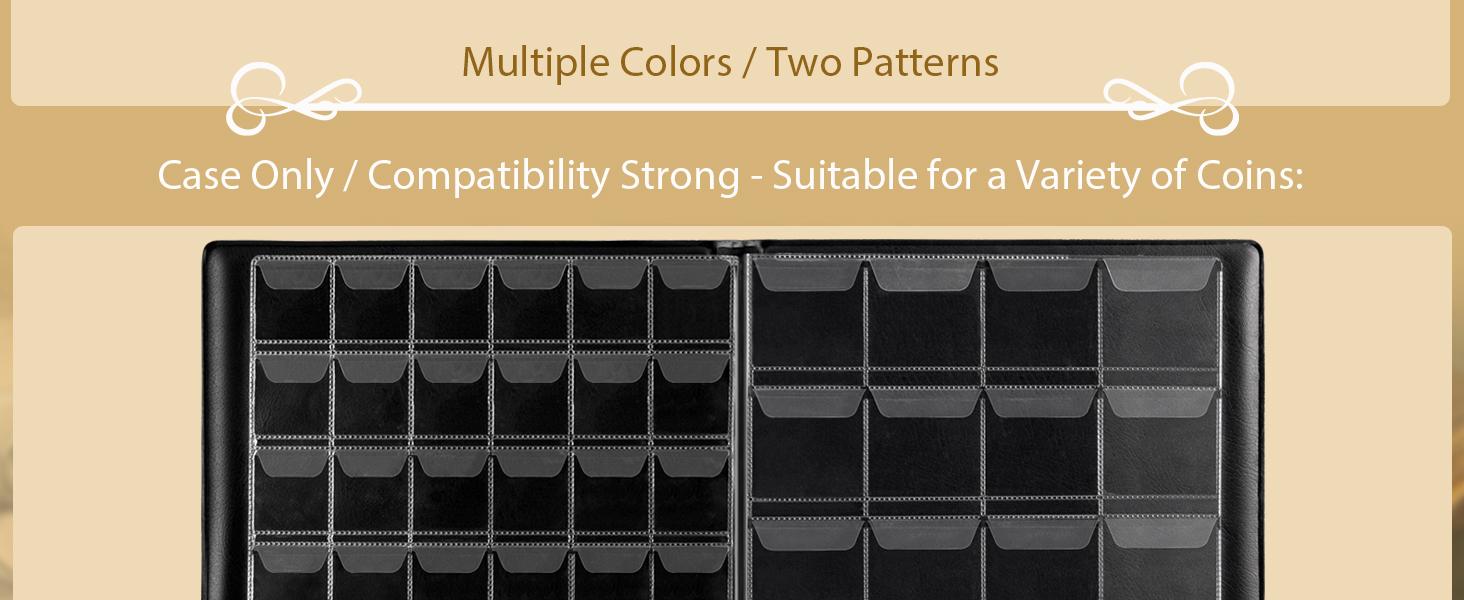 Coin Collection Supplies Holder Book for Collectors, 300 Pockets Coin Collection Organizer Storage Box Case Album for 20/25/ 27/30/ 38mm Coin (Earth pattern black)