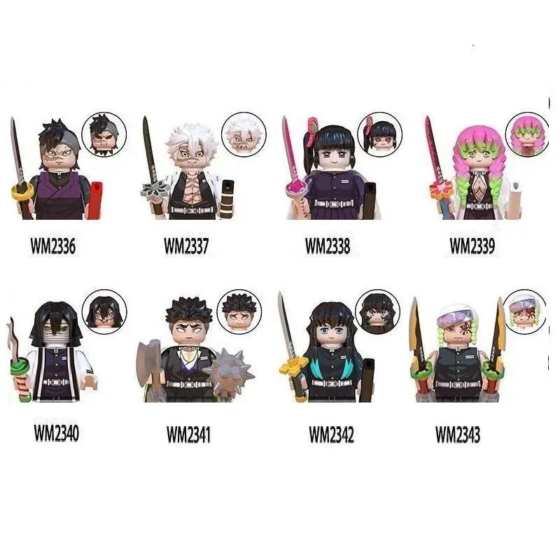 WM611-616 Demon Slayer Series Tanjiro Kamado & Mitsuri Kanroji. Character Building Block Sets